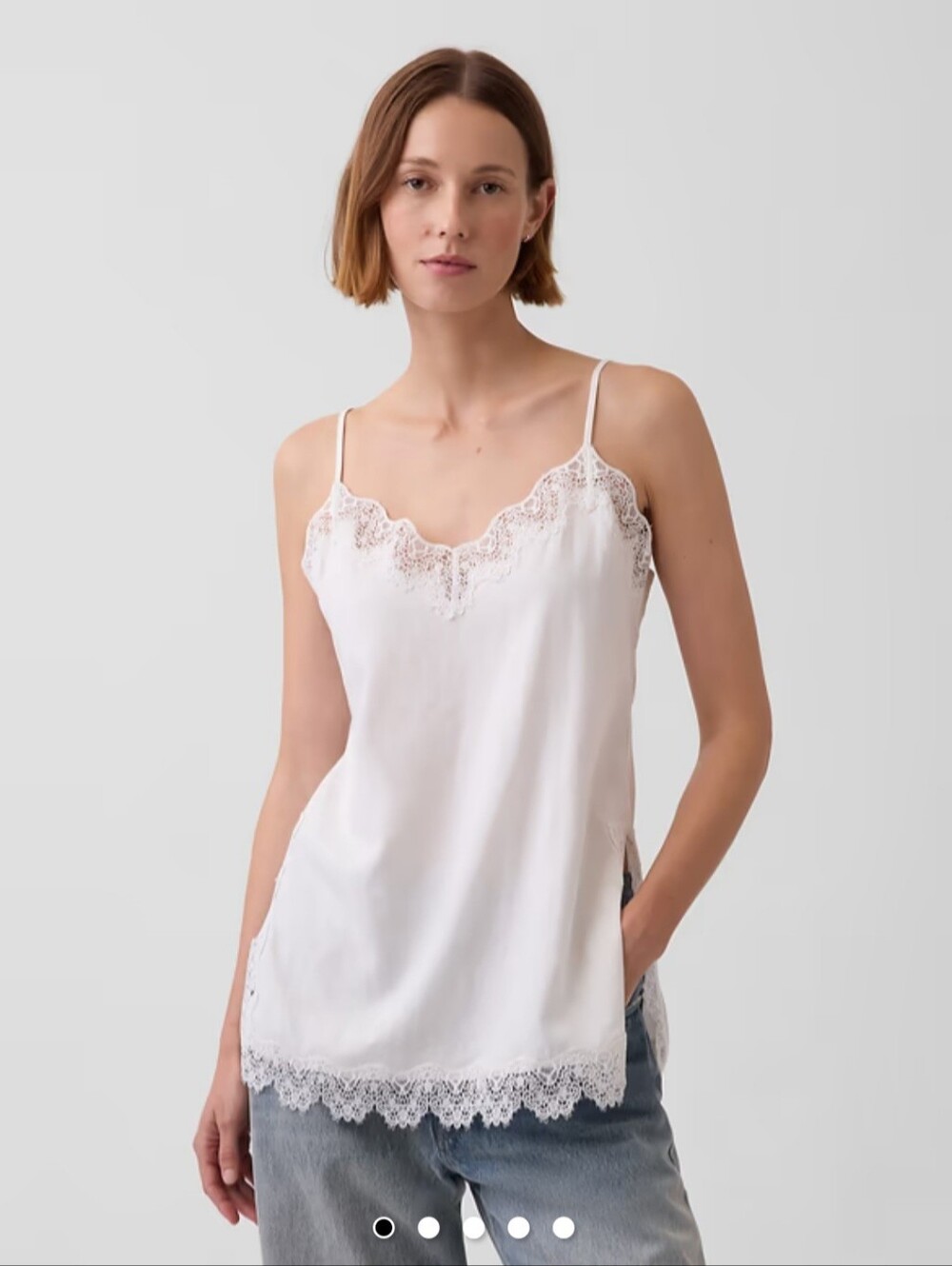 Gap Linen Blend Lace Trim Cami NWT White Size Small